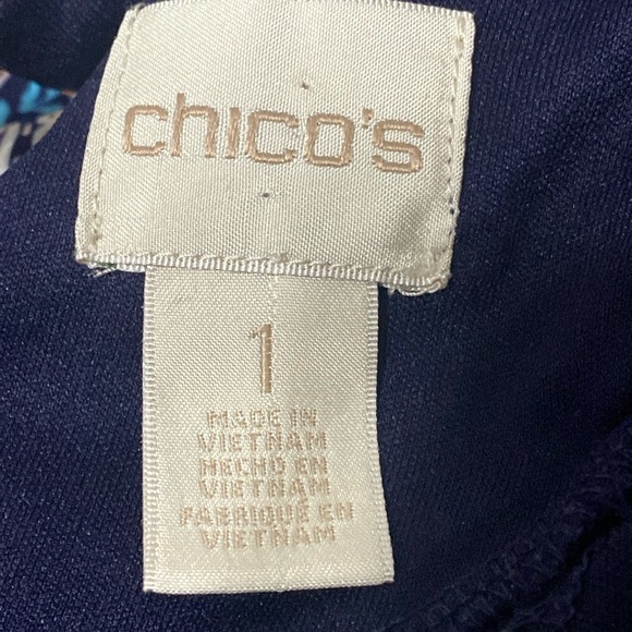 Chicos Navy Blue Orange Patterned Bohemian Retro Festival Boho Maxi Dress Size M - Picture 11 of 13